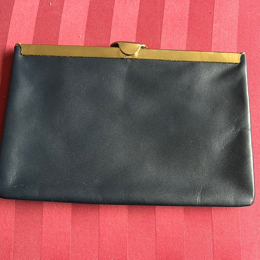 Vintage ETRA leather Black clutch shoulder BAG